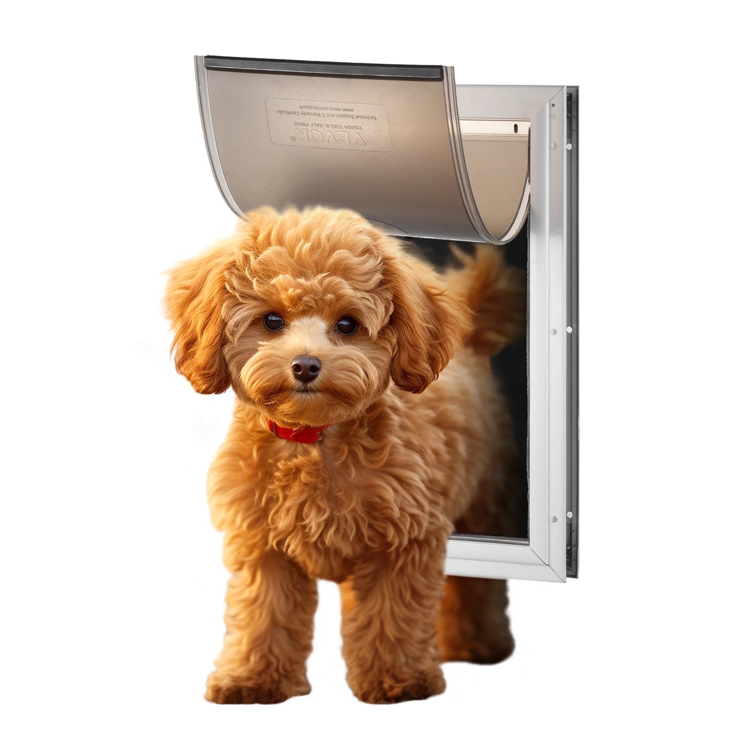 Aluminum Frame Weatherproof Dog Door with Lock & Flap System - front view