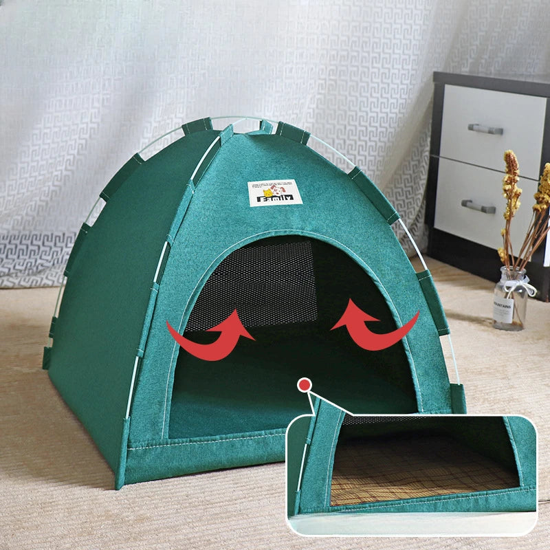 Foldable Cat & Dog House Tent with Cooling Mat