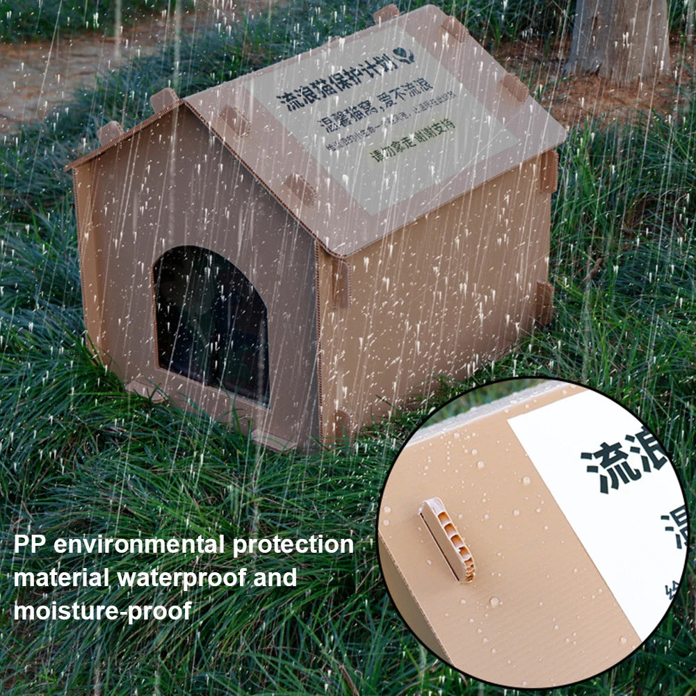 Stray Cats House Waterproof Warm Cat Shelter Foldable Cat Outdoor House Collapsible Insulated Pet House for Four Season