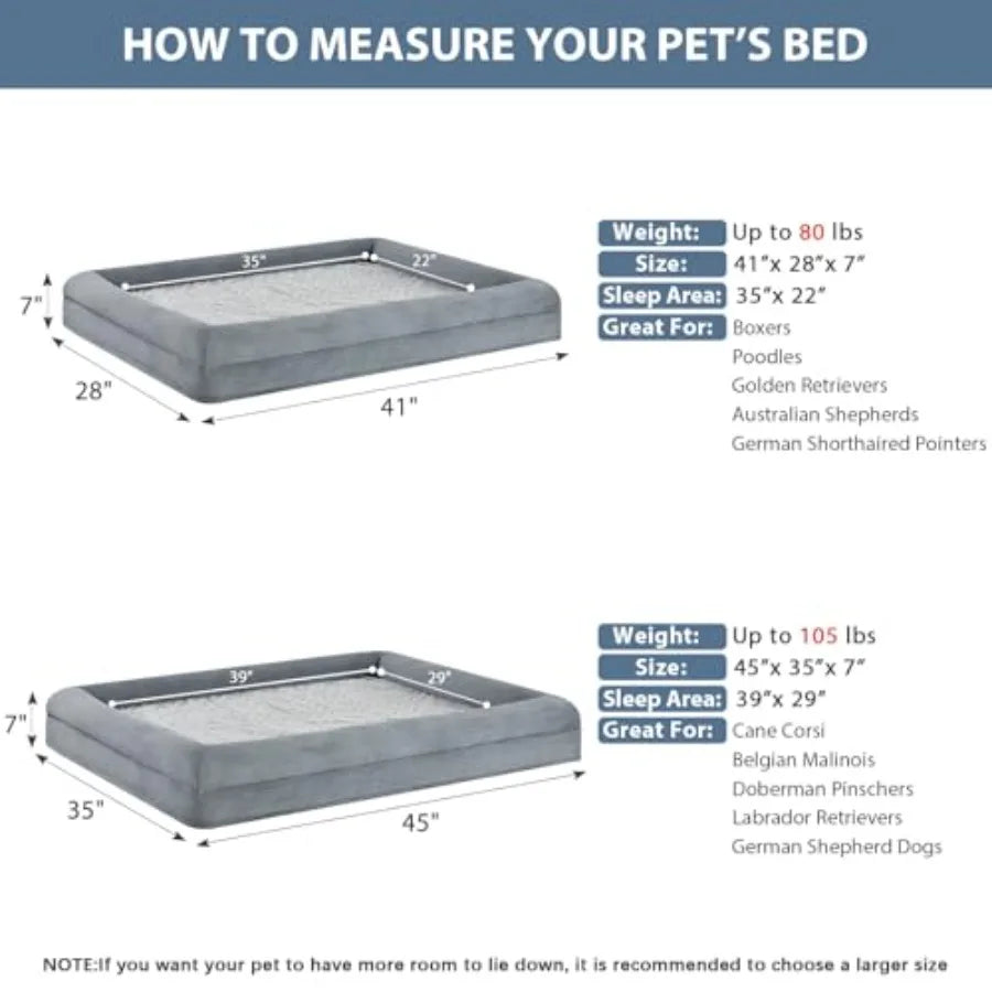 XL Extra Large Dog Bed, Washable Dog Couch with Removable Waterproof Cover, Orthopedic Large Pet Sofa Bed with Bolster Sides fo