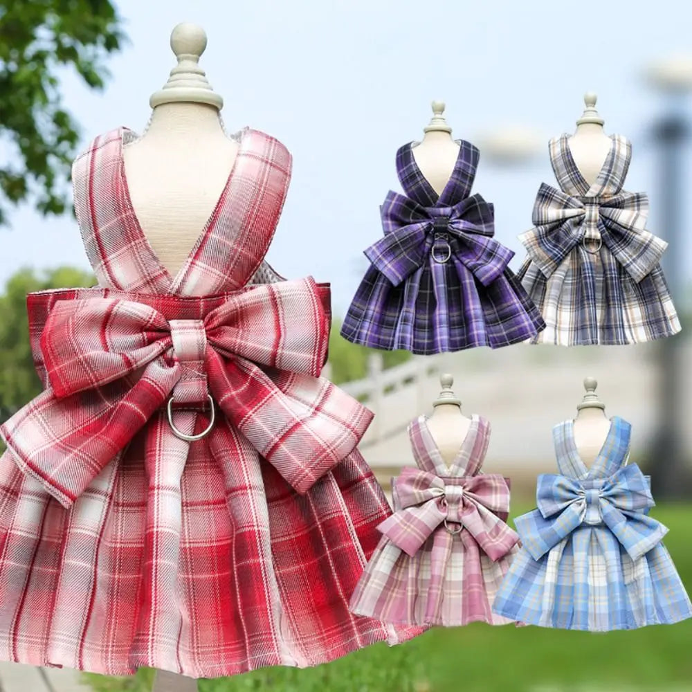 Plaid Pet Harness Dress with Leash Attachment product image 2