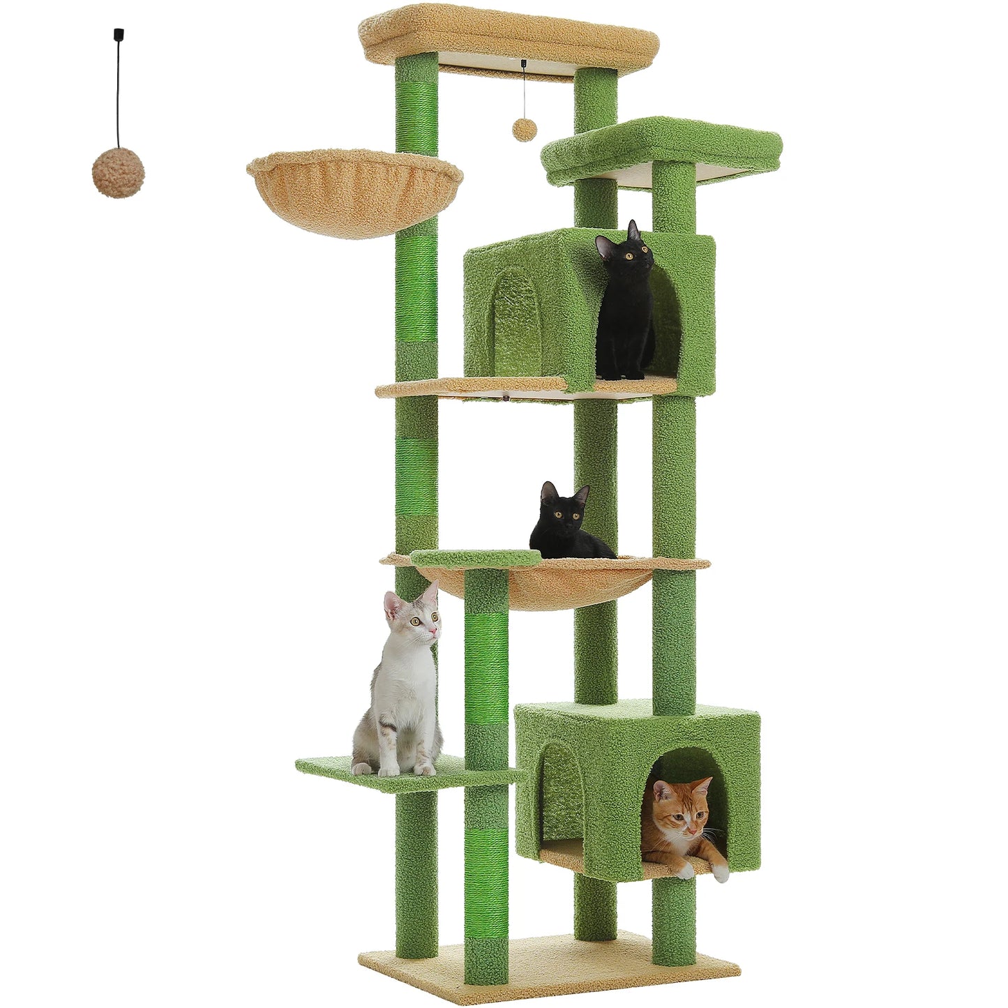 Large Multi-Level Cat Tree with Plush Condos, Perches & Caves