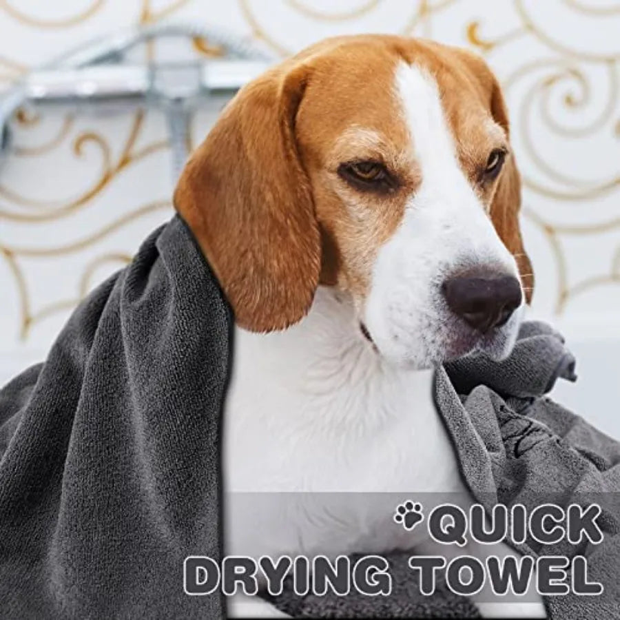 4 Pack Dog Towels for Drying Large Microfiber Grooming Tools Absorbent Soft Bath Supplies with Embroidered Paw for Small Medium
