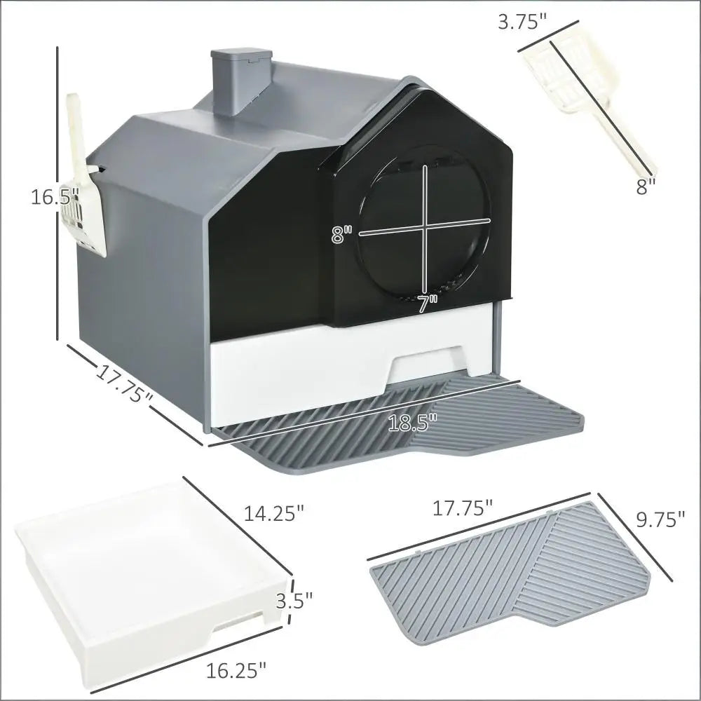 Easy-to-Clean Hooded Cat Litter Box