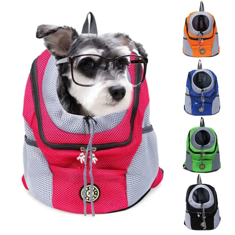 Portable Mesh Pet Carrier Travel Backpack for Dogs - front view