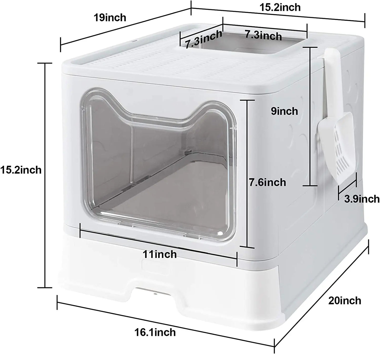 Foldable Hooded Cat Litter Box with Scoop and Drawer product image 5