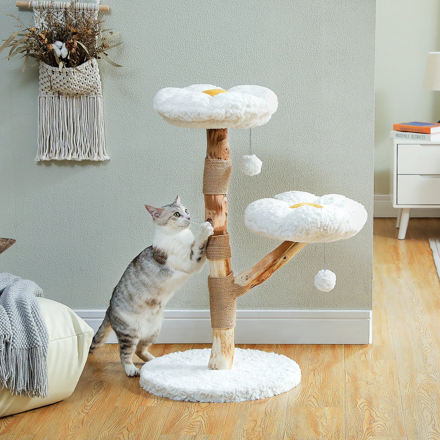 Flower Cat Tree with 2 Perches & Sisal Scratching Post
