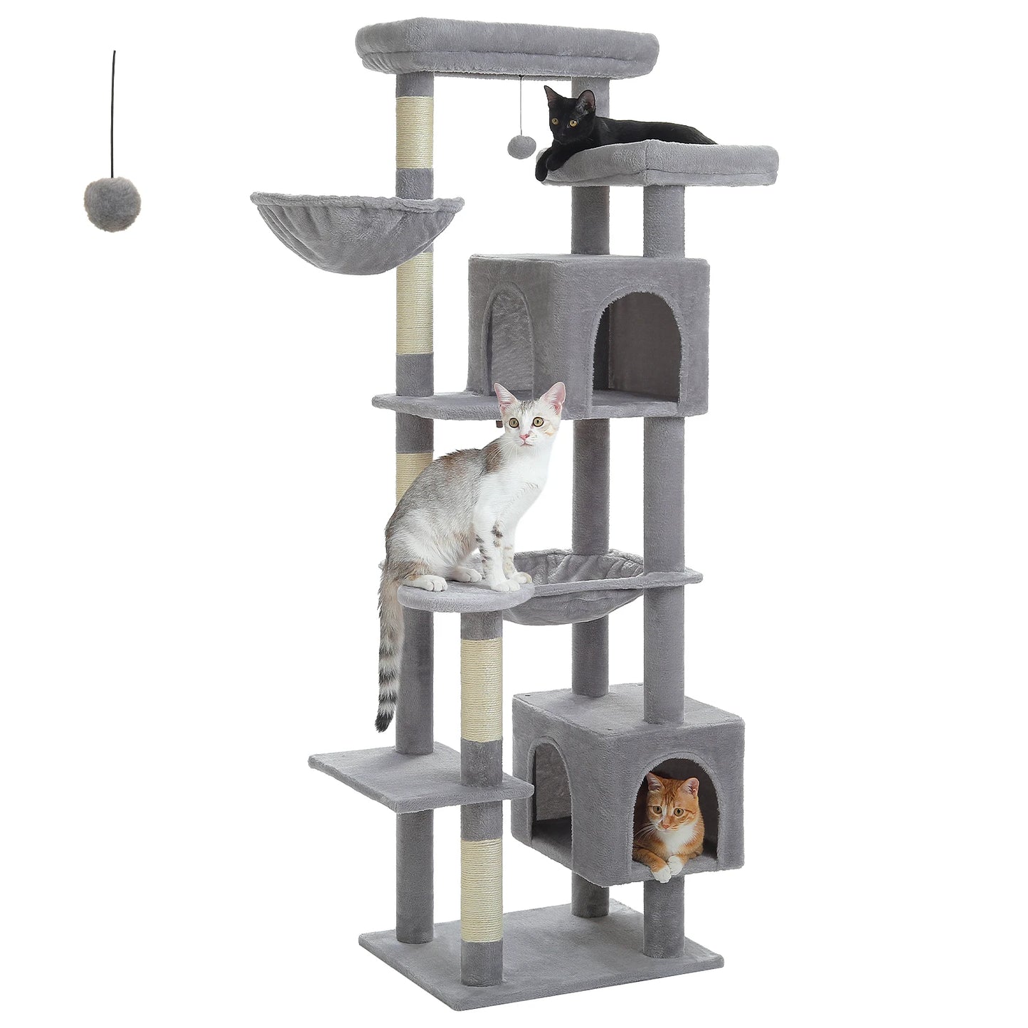 Tall Cat Tree Tower with Large Hammock, Condo & Scratching Posts