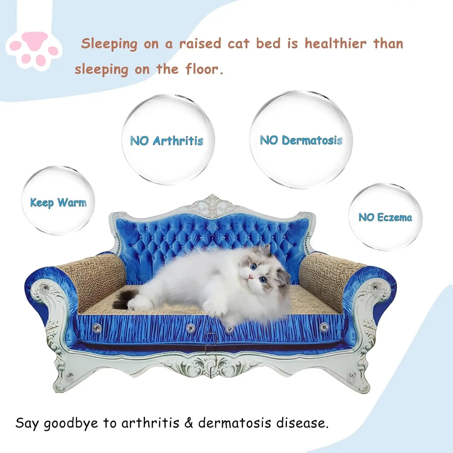 Cardboard Cat Scratcher Sofa Bed, Couch Shaped Scratching Board with Catnip for Indoor Cats