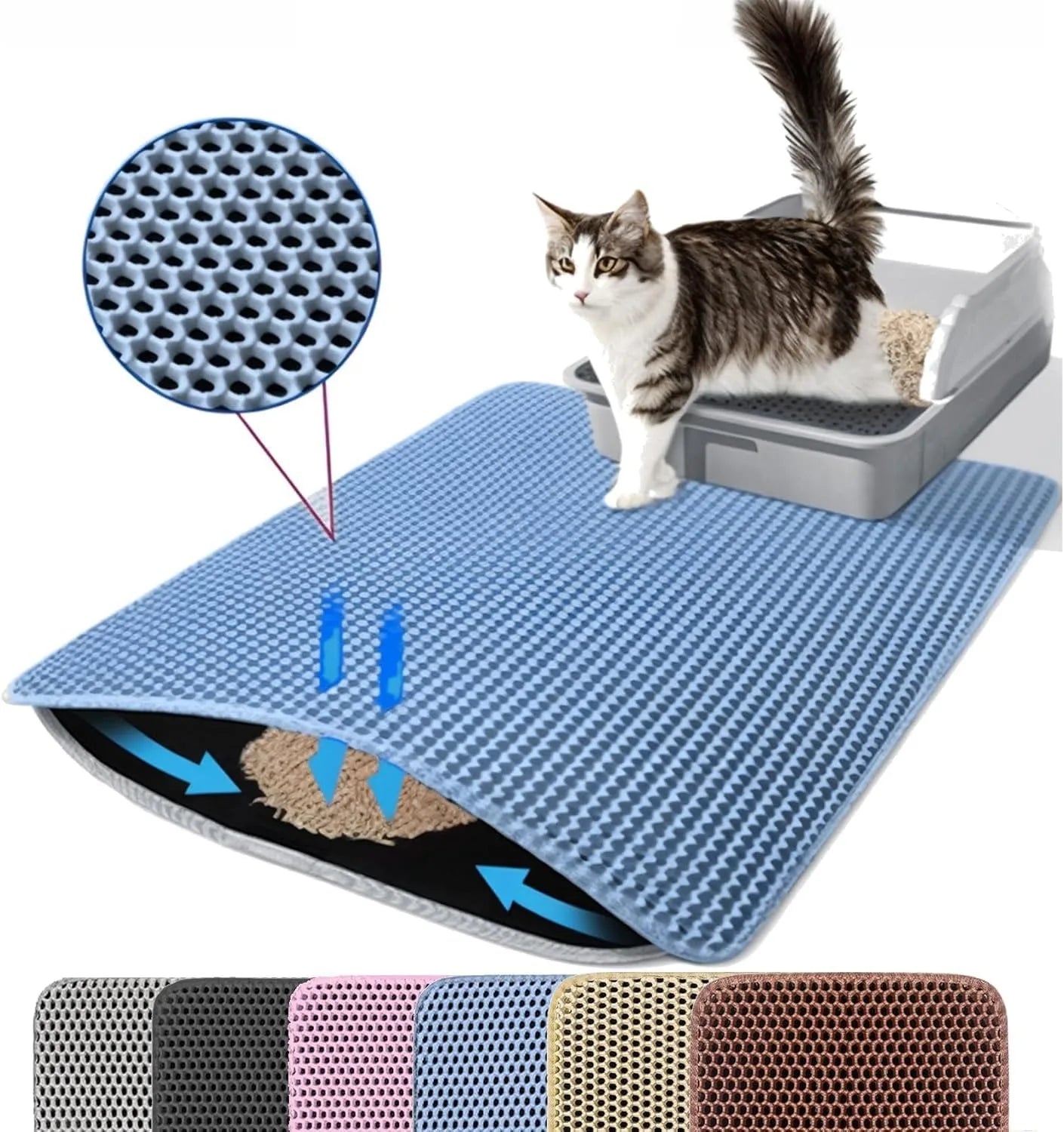 Large Honeycomb Double-Layer Cat Litter Mat, Waterproof