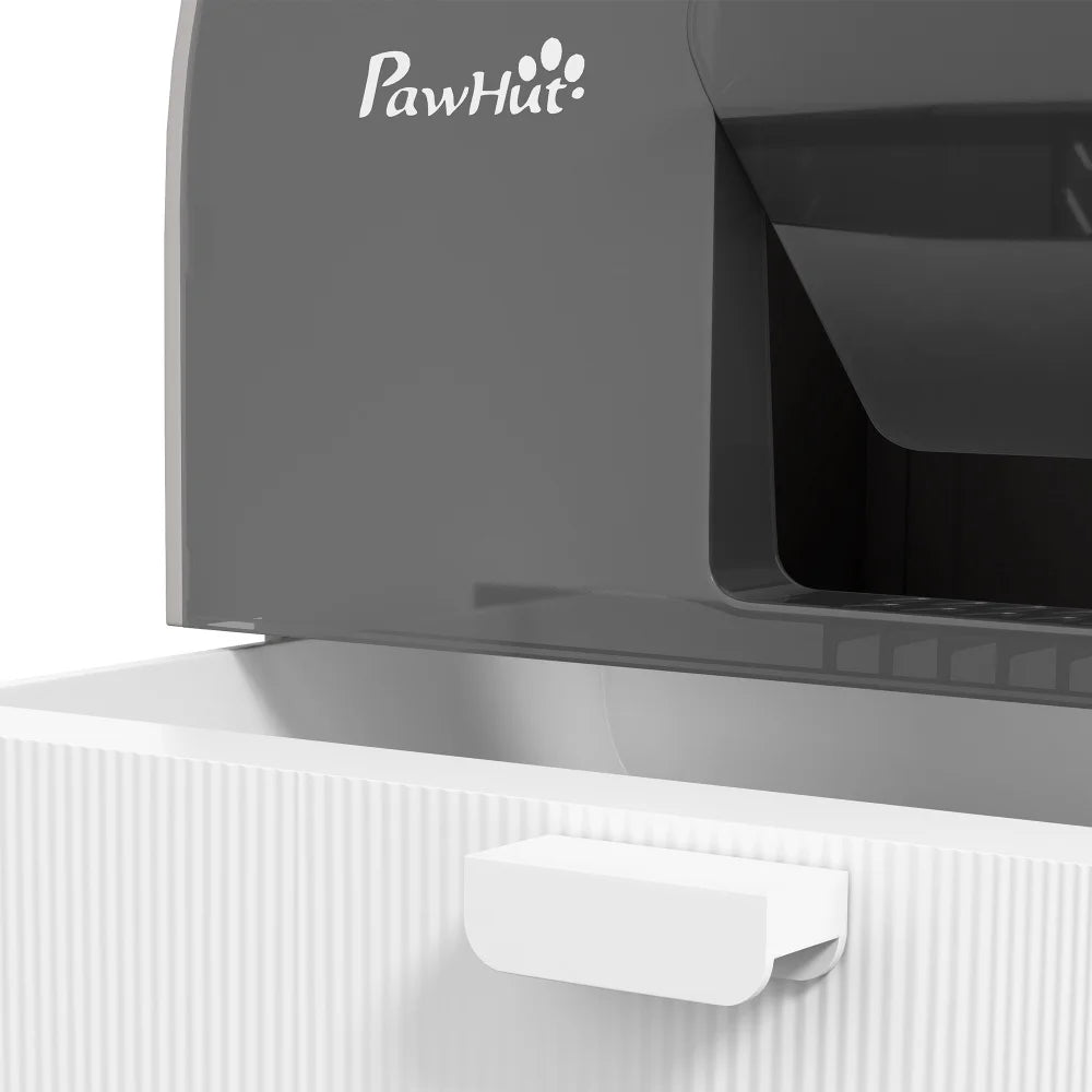 PawHut Cat Litter Box with Lid, Covered for Indoor Cats, Comes with Tray, Scoop, Filter, 17" x 17" x 18.5", Light Gray