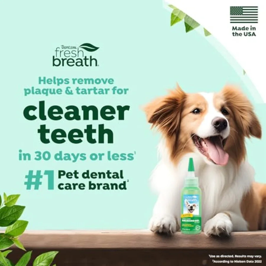Curated Picks TropiClean Oral Care Brushing Gel for Dogs and Cats Dog Toothpaste Pet Dental Gel Dog Teeth Cleaning Use with Pet