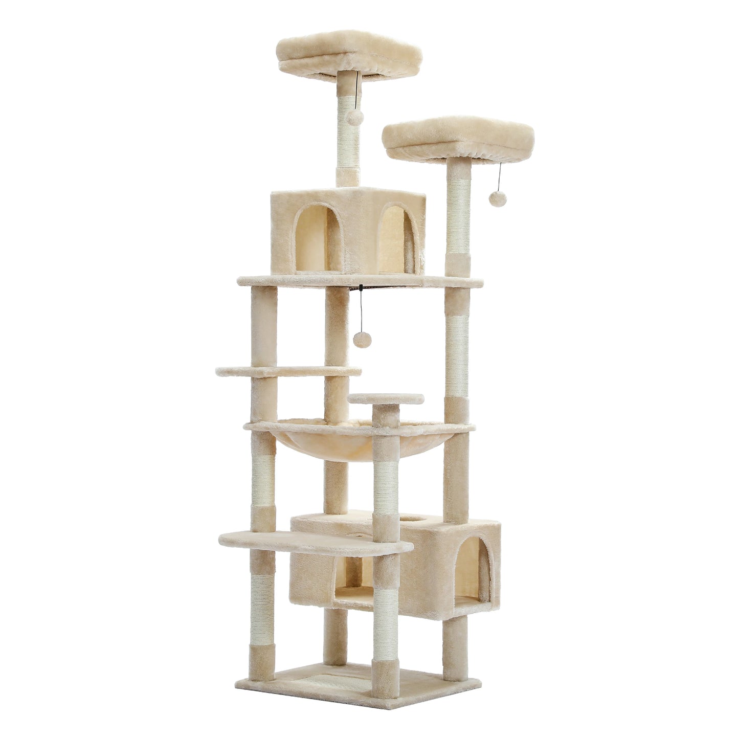 Large Multi-Level Cat Tree with Plush Condos, Perches & Caves