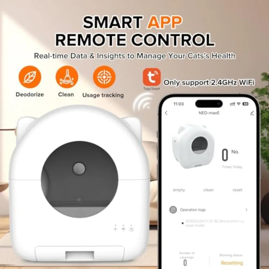 Self-Cleaning Automatic Cat Litter Box 76L with App Control