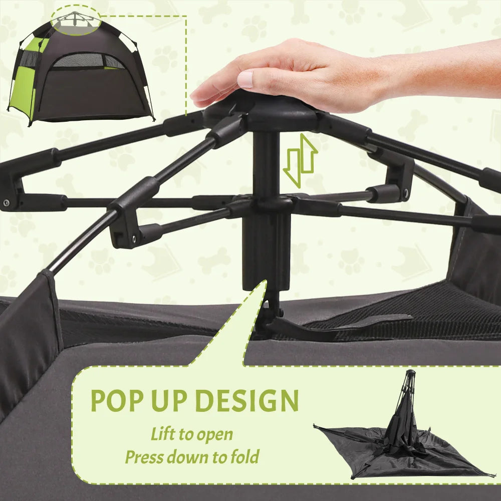 PawHut Pop Up Dog Tent for Extra Large & Large Dogs, Portable Pet Camping Tent with Carrying Bag for Beach, Backyard, Home - Green
