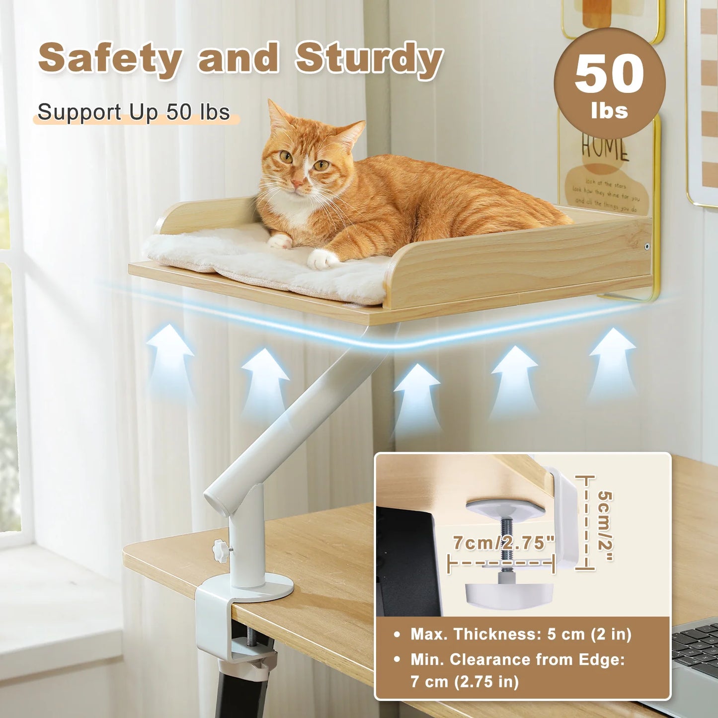 360° Rotatable Cat Desk Bed with Adjustable Stand