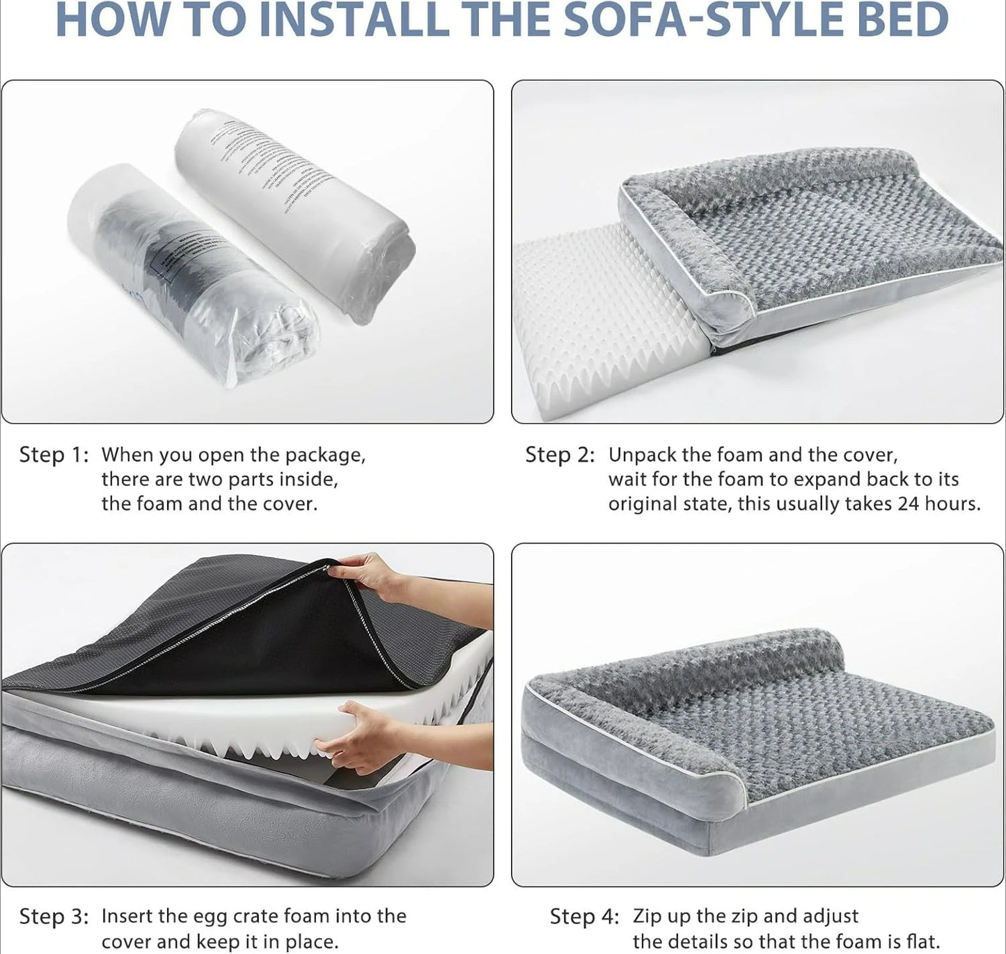 Orthopedic Waterproof Sofa Dog Bed with Washable Cover