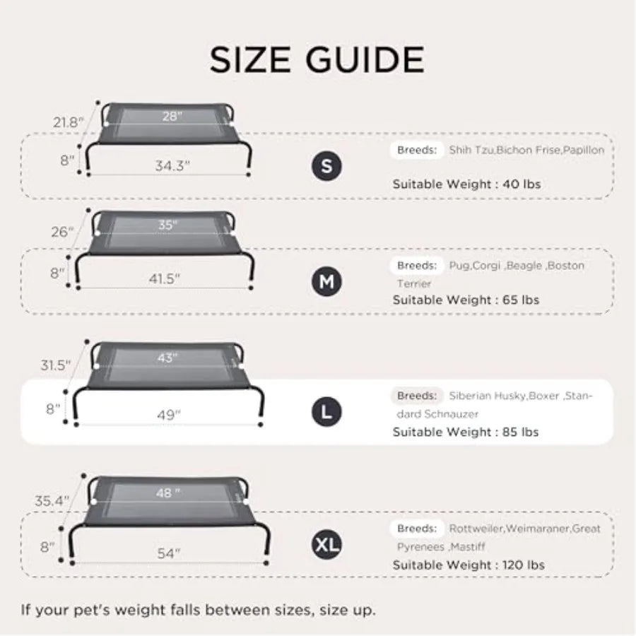 Outdoor Elevated Dog Bed Large Sized Dog Portable Indoor and Outdoor Cooling Raised Cot Pet Hammock Bed with Skid-Resistant Fee