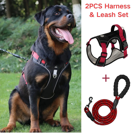 Tactical No-Pull Dog Harness & Leash Set, Reflective - front view