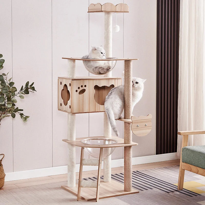Multi-Level Cat Tree Tower with Plush Hammock & Scratching Posts