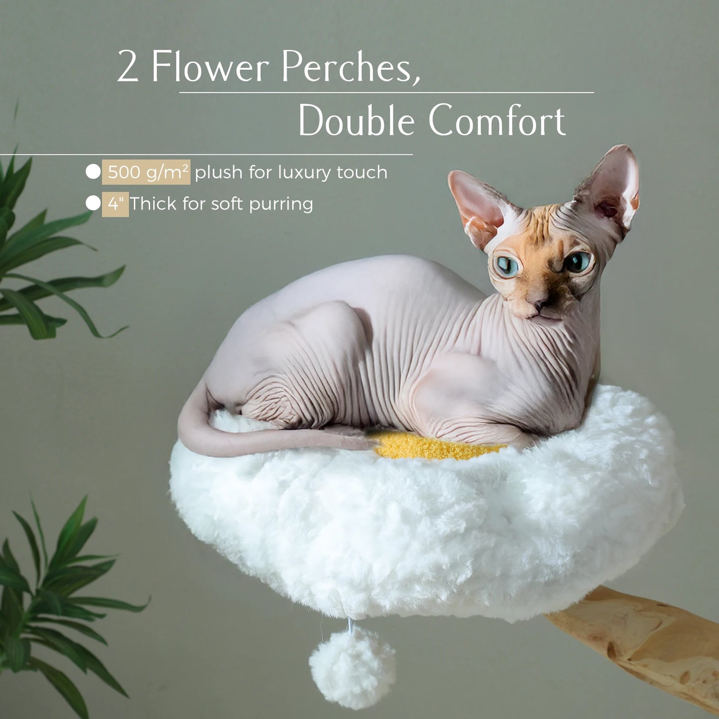Large Modern Cat Tree Tower with Sisal Posts & Wicker Basket Bed