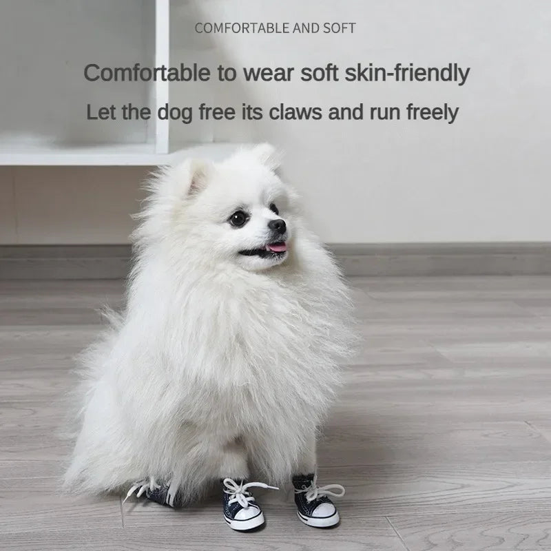 Non-Slip Denim Canvas Pet Shoes for Dogs and Cats