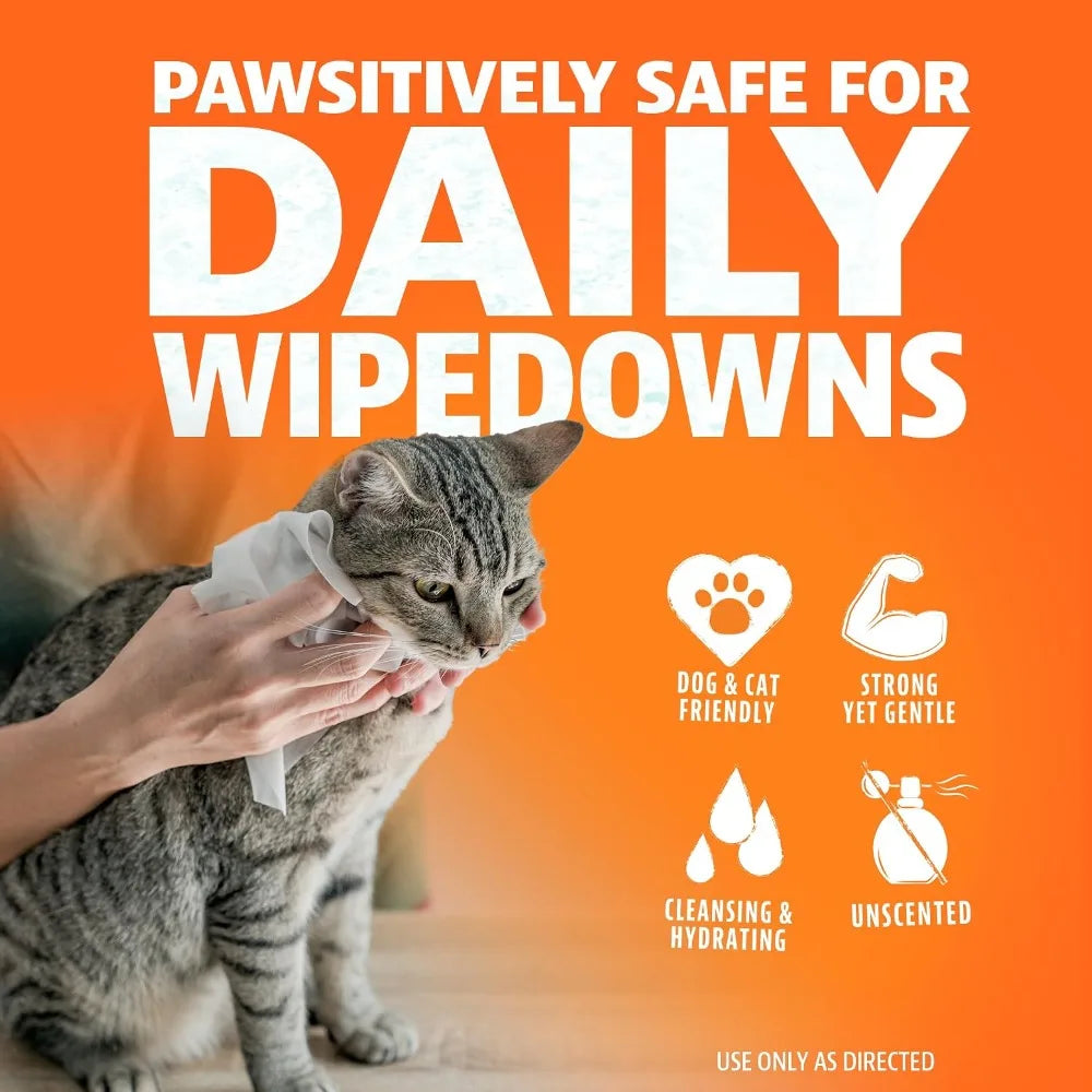 Unscented Pet Wipes 320ct - Hypoallergenic with Aloe & Chamomile, Thick Grooming Wipes for Dogs & Cats, Value 4 Pack