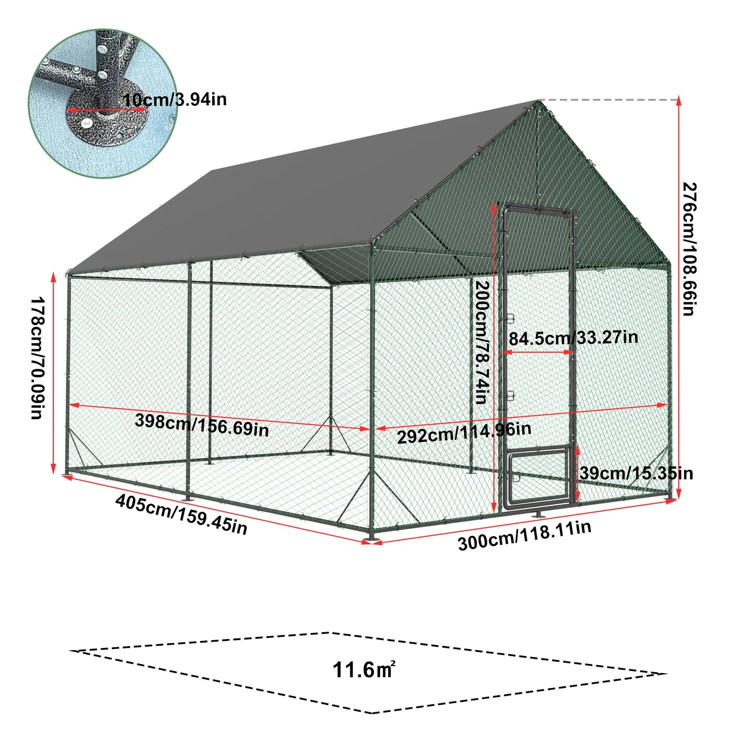 Walk-In Metal Chicken Coop with Cover and Netting product image 8