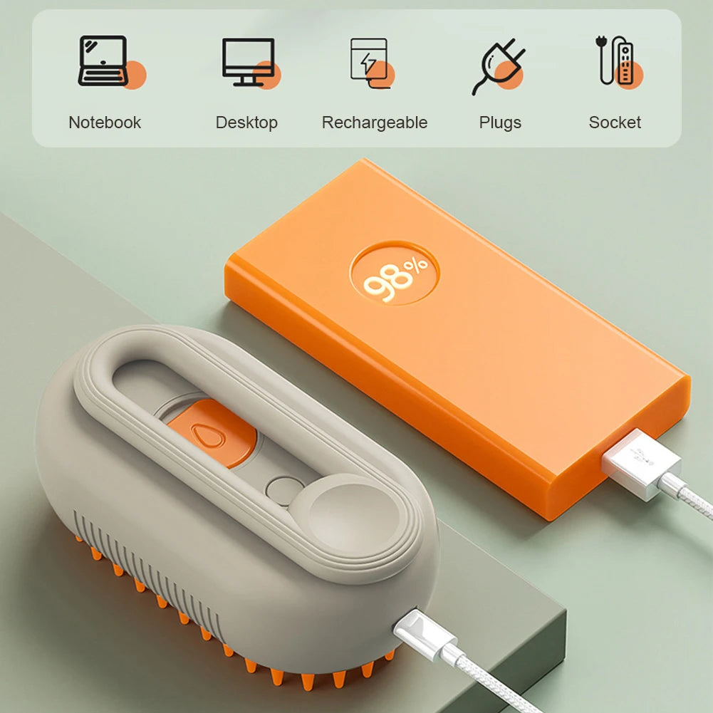 3-in-1 Electric Pet Grooming Brush with Steam Spray