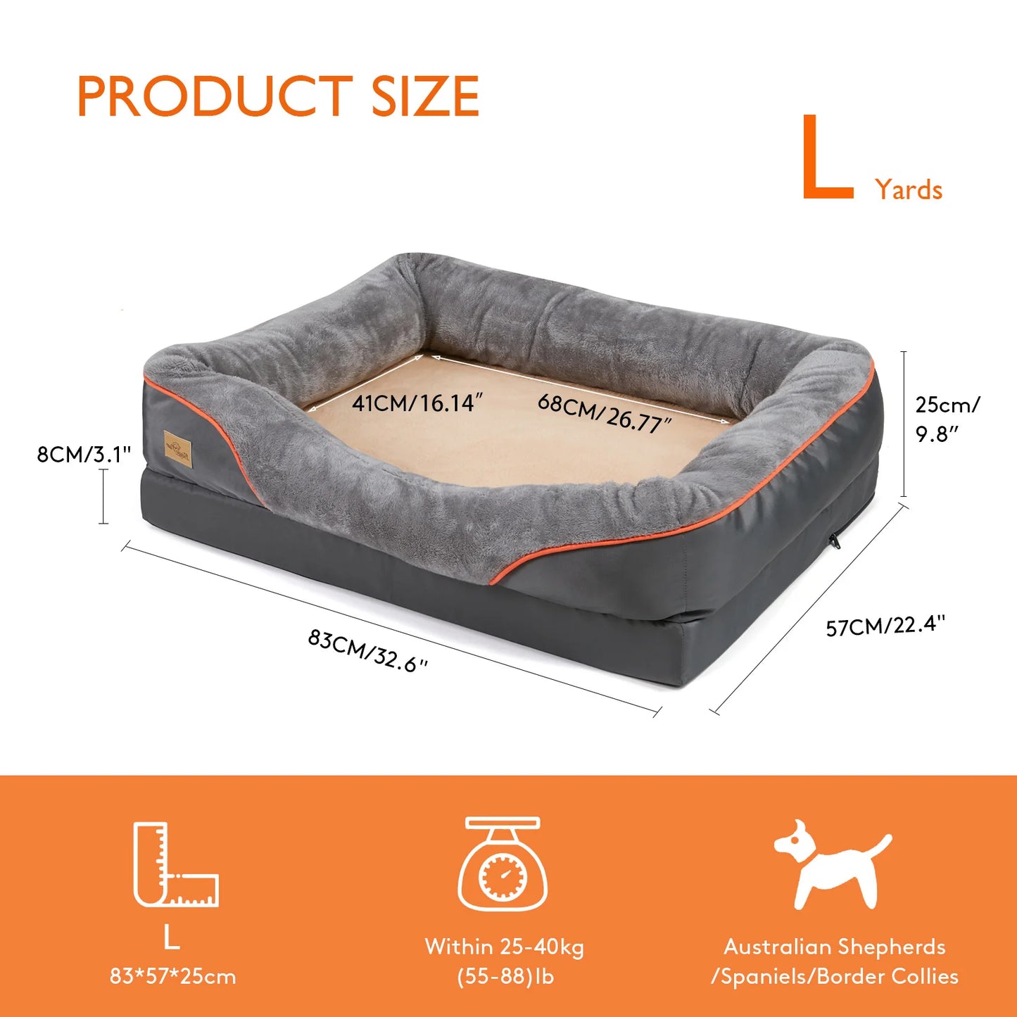 Large Fleece Dog Bed with Washable Waterproof Cover