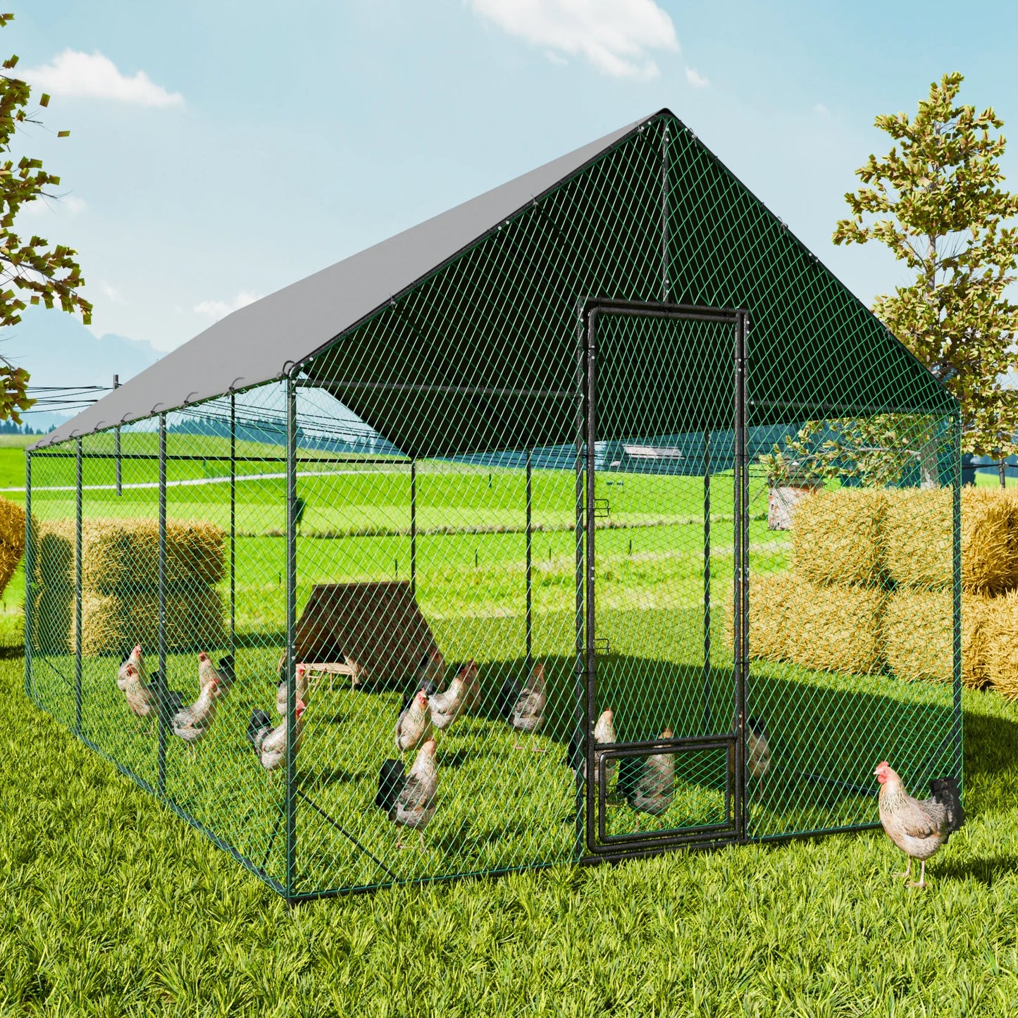 Walk-In Metal Chicken Coop with Cover and Netting product image 2
