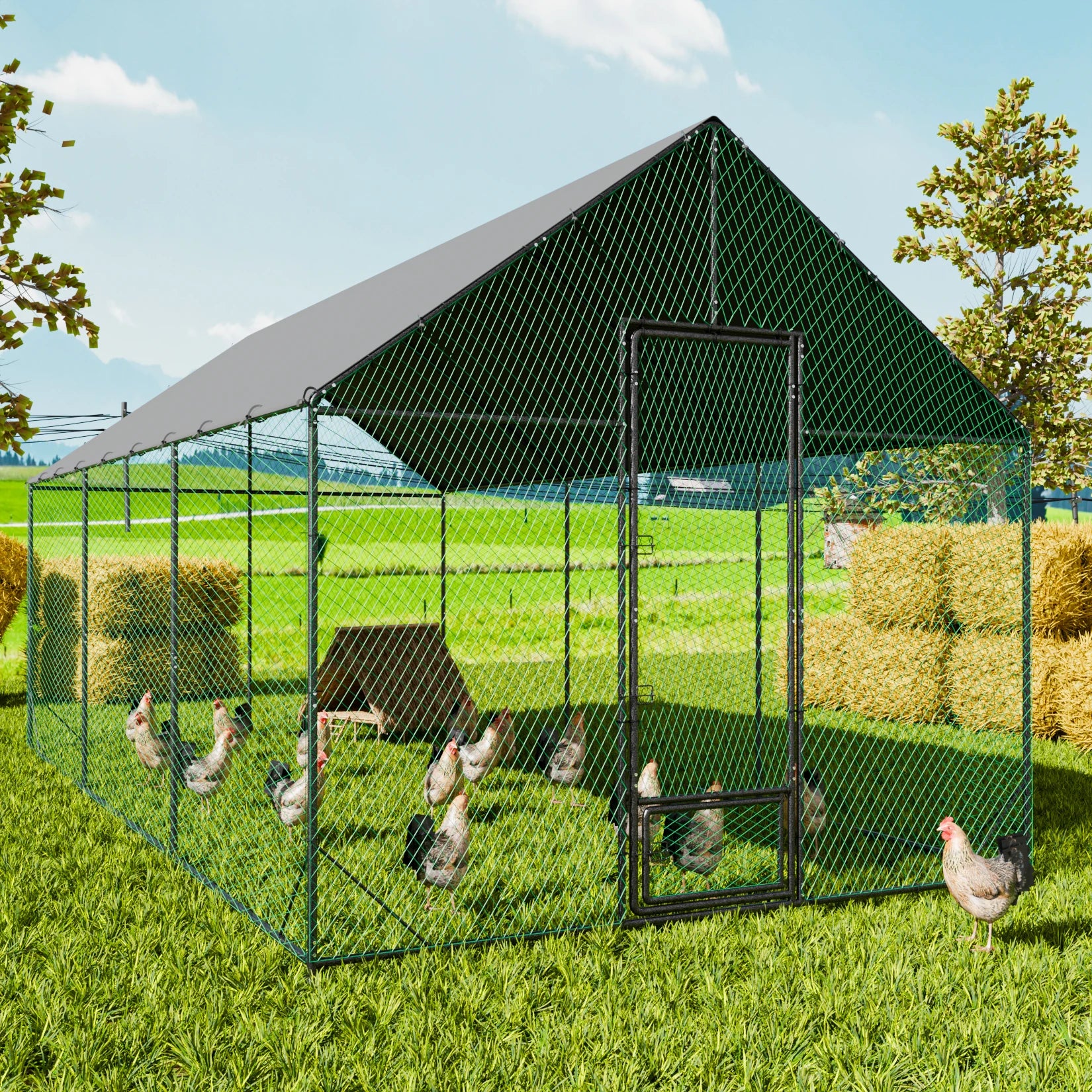 Walk-In Metal Chicken Coop with Cover and Netting product image 2