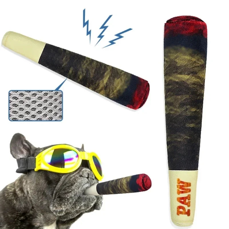 Plush Squeaky Dog Toy in Cigar Design product image 3