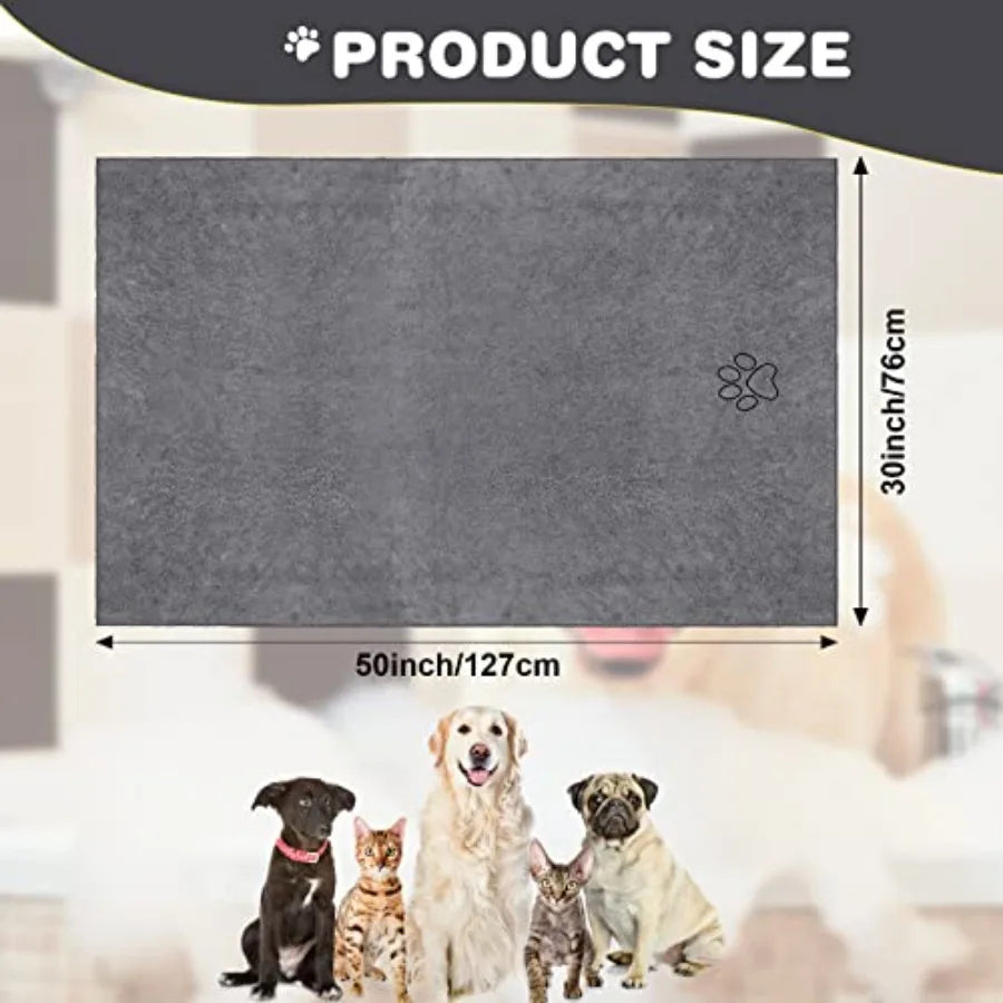 4 Pack Dog Towels for Drying Large Microfiber Grooming Tools Absorbent Soft Bath Supplies with Embroidered Paw for Small Medium
