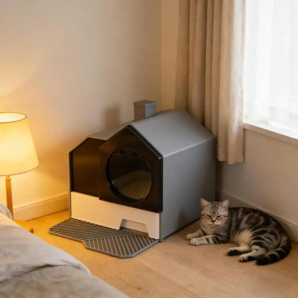 Easy-to-Clean Hooded Cat Litter Box